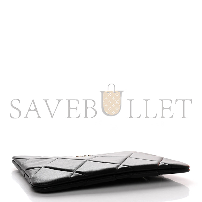 Ch**el MASTER GOATSKIN QUILTED LARGE Ch**el 19 POUCH BLACK (28*20*1cm)